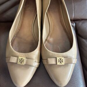 Tory Burch Tan Flats with Gold Accents